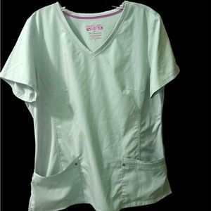 Purple label YOGA women’s scrub top by healing, hands large seafoam green